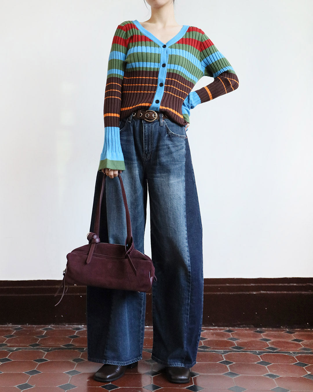 Suede Baguette Bag