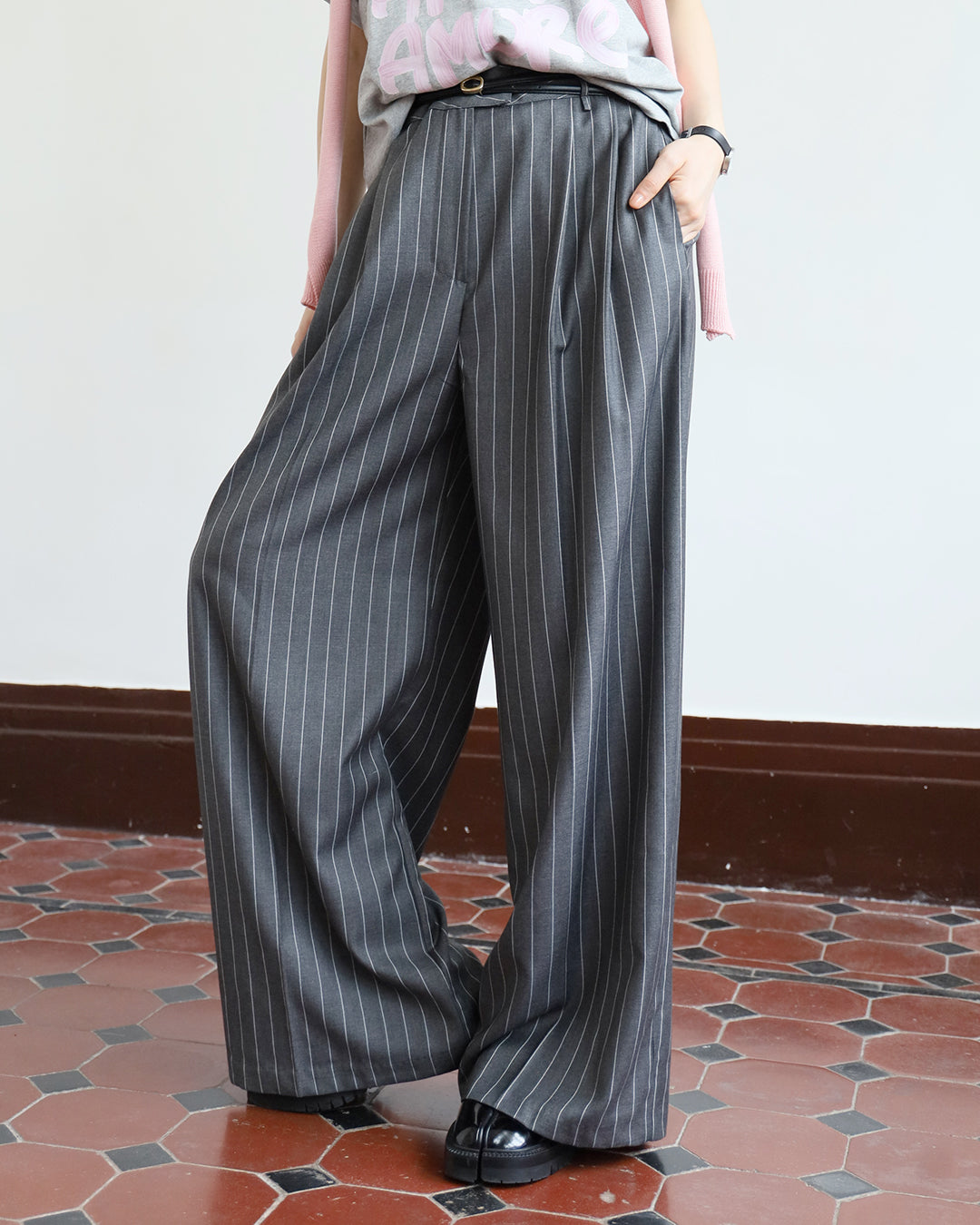 Pinstriped Wide Leg Pants (Size S)