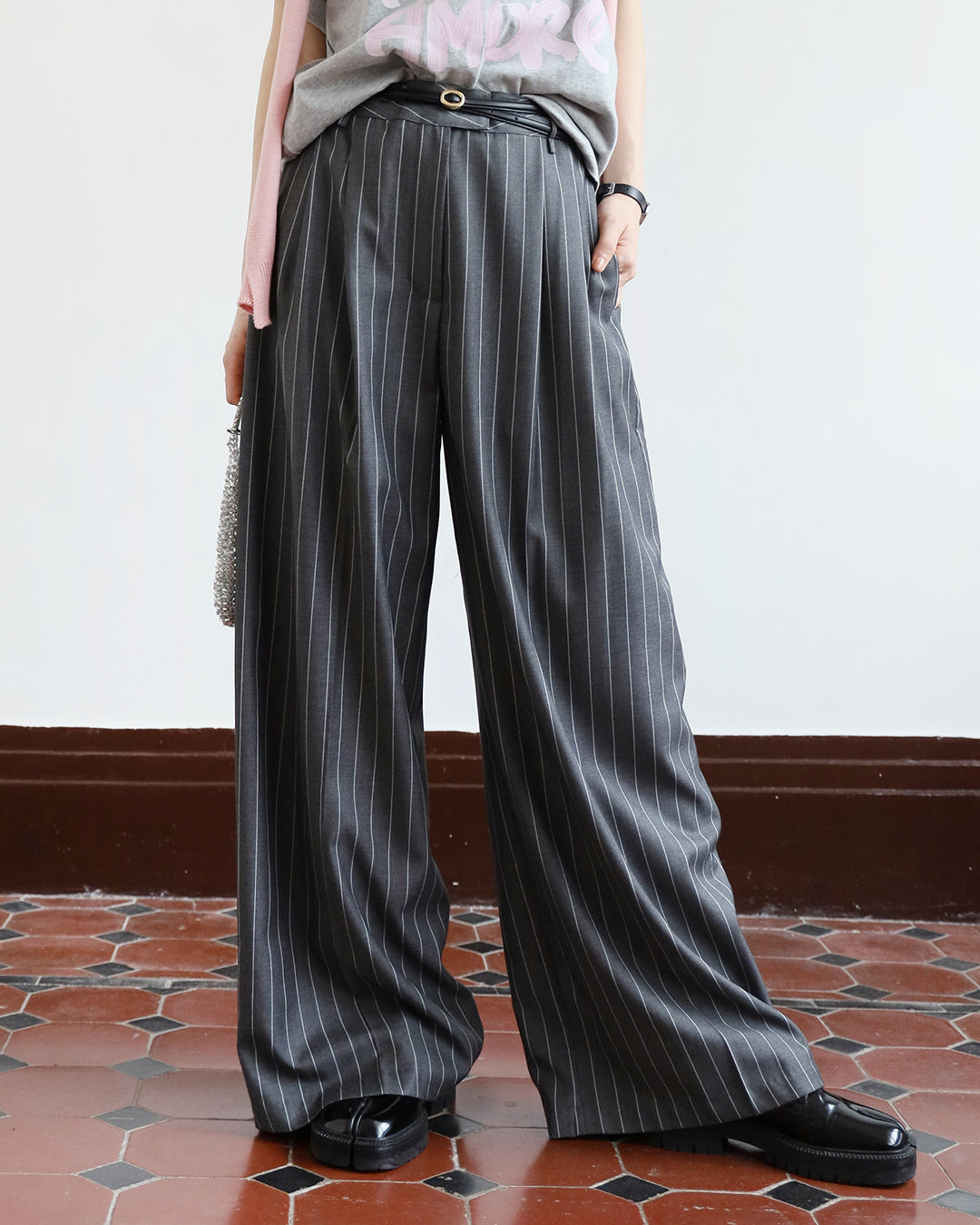 Pinstriped Wide Leg Pants (Size S)