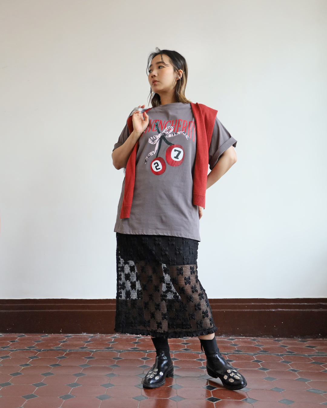 Texture Fabric Pencil Skirt (2 color)