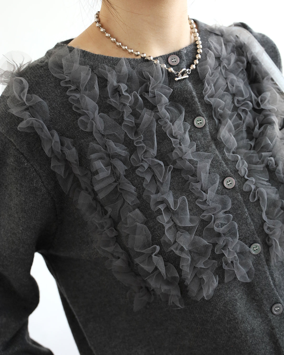 Mesh Trimmed Cardigan (2 color)