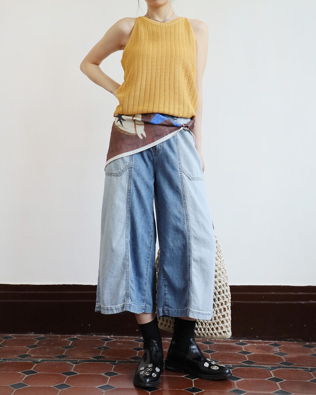 2-Tone Cropped Jeans (Size S - XL)