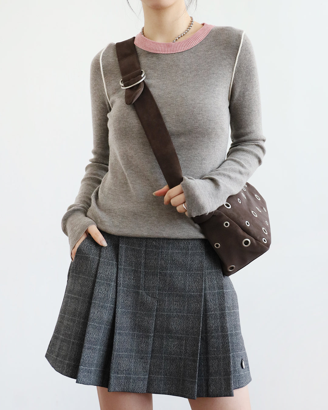 Contrast Collar Knit Top (4 color)