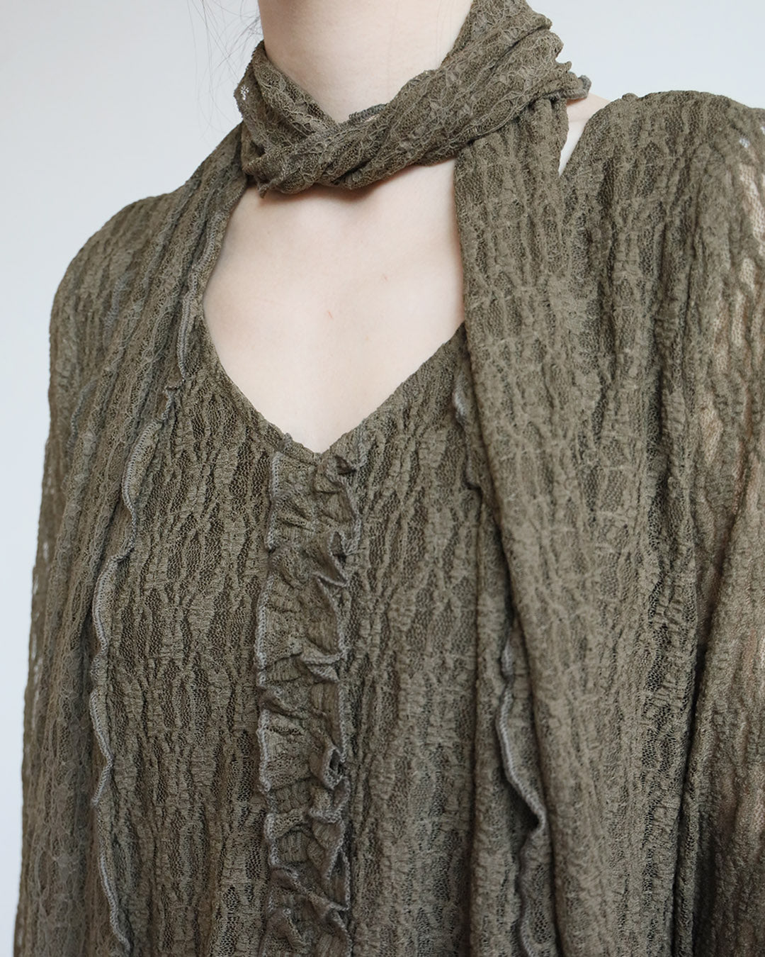 Ruffle Trim Lace Top w/ lining (3 Colors)