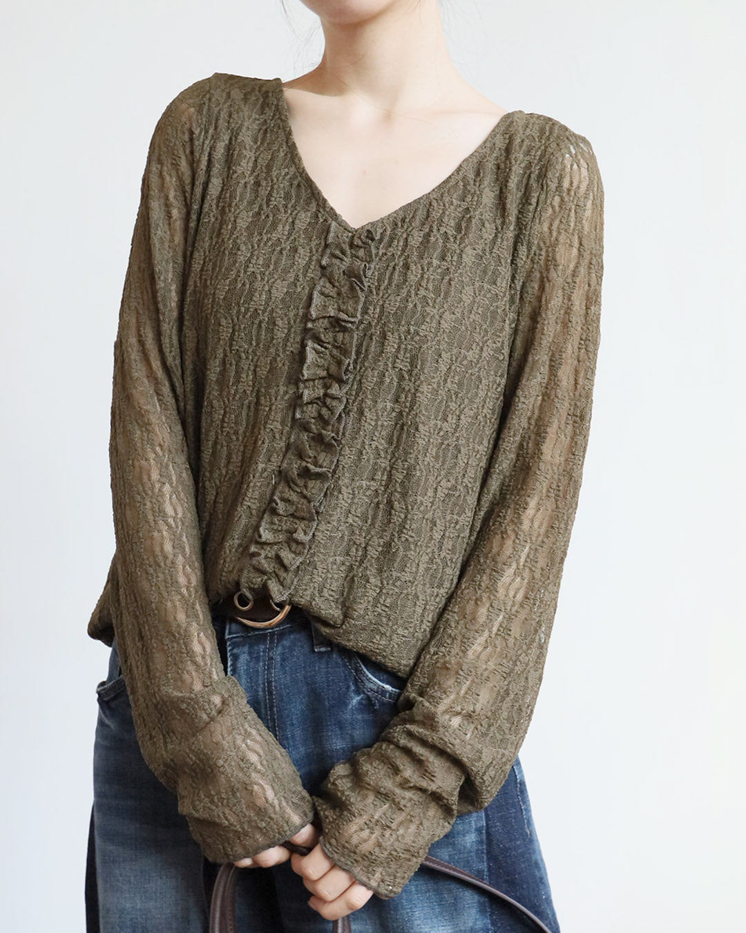 Ruffle Trim Lace Top w/ lining (3 Colors)