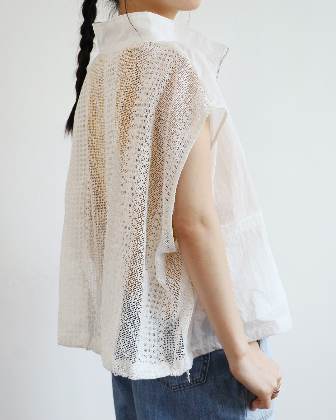 Lace Back Zip-Up Vest (3 Colors)