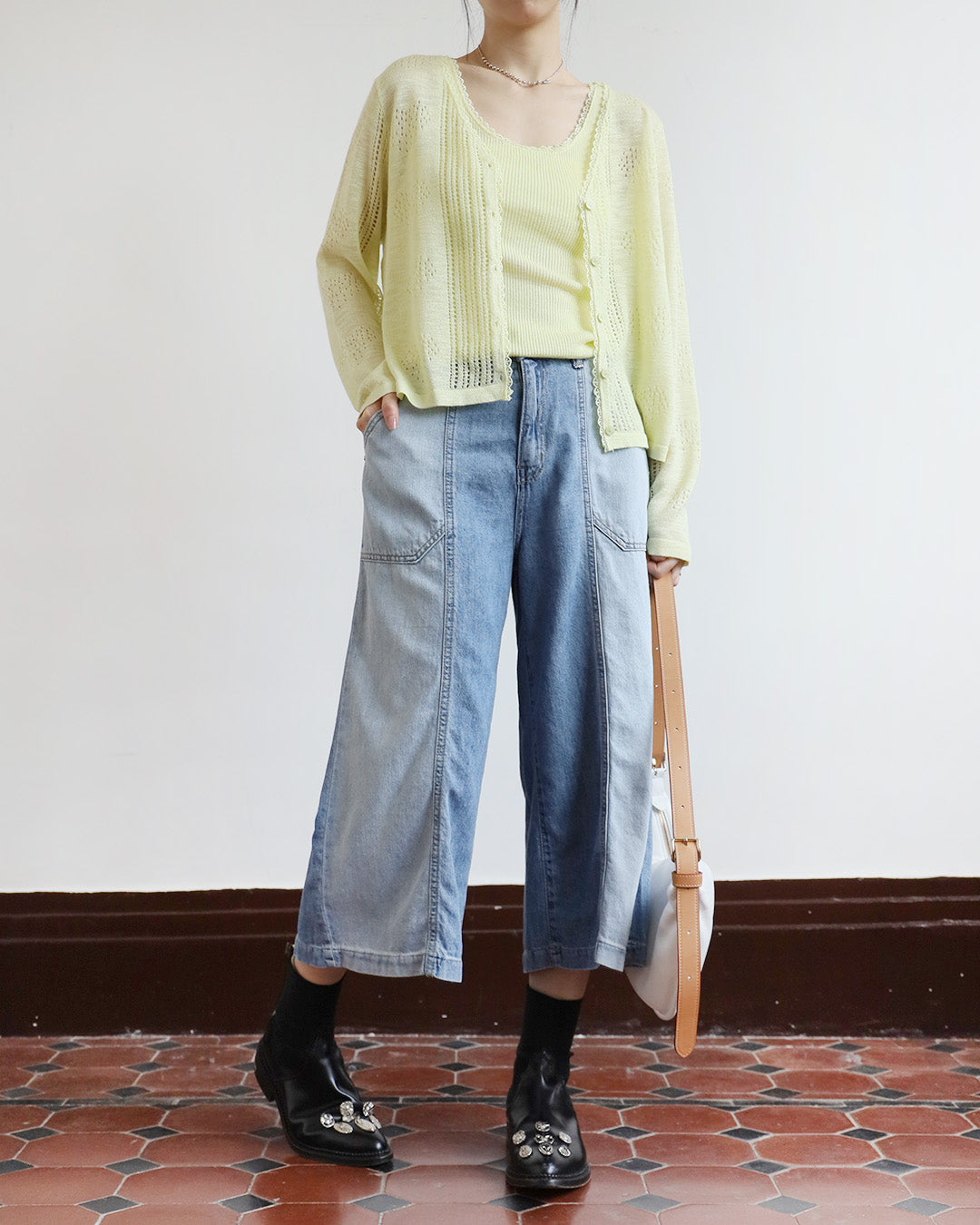 2-Tone Cropped Jeans (Size S - XL)