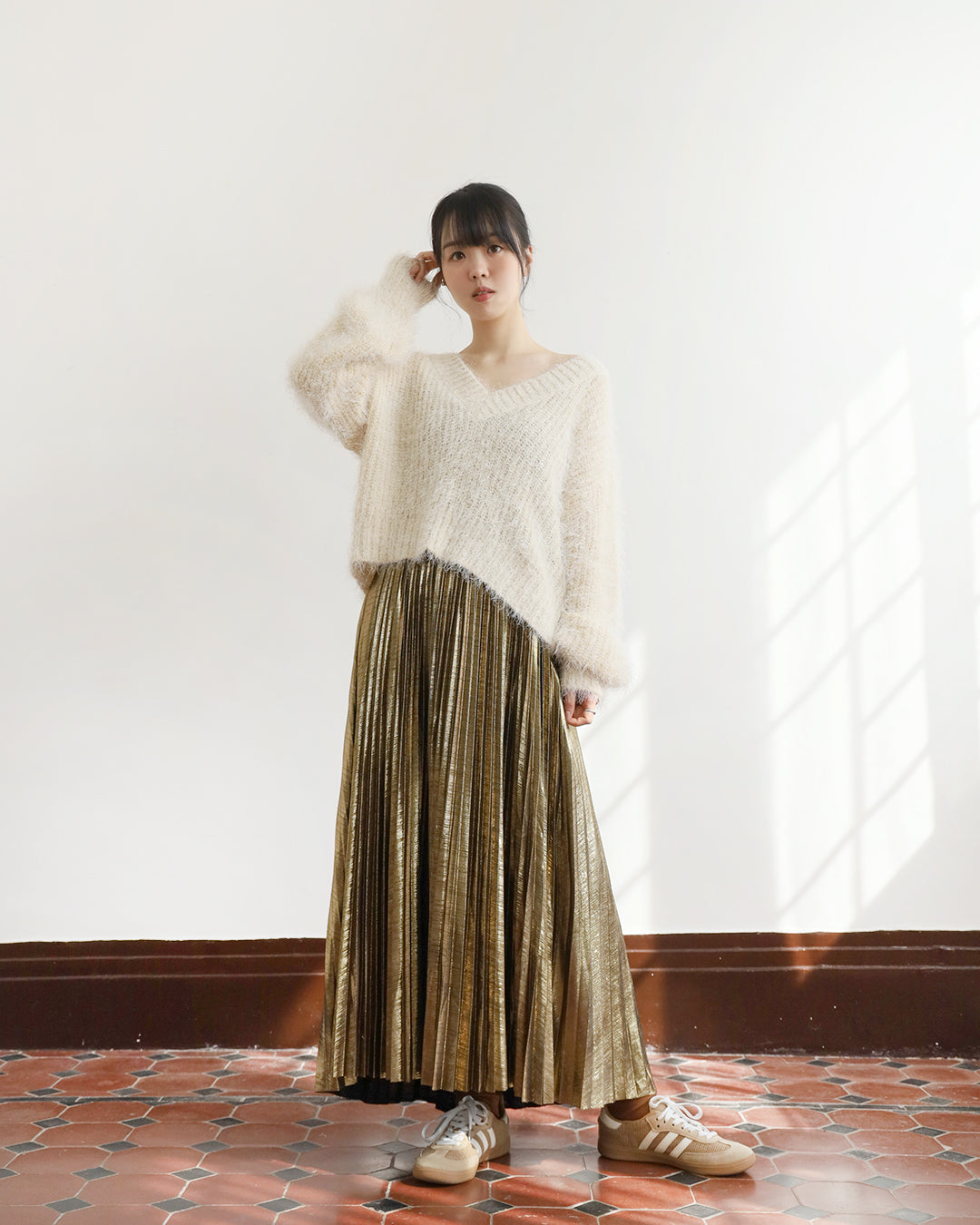 Metallic Pleated Skirt (3 color)