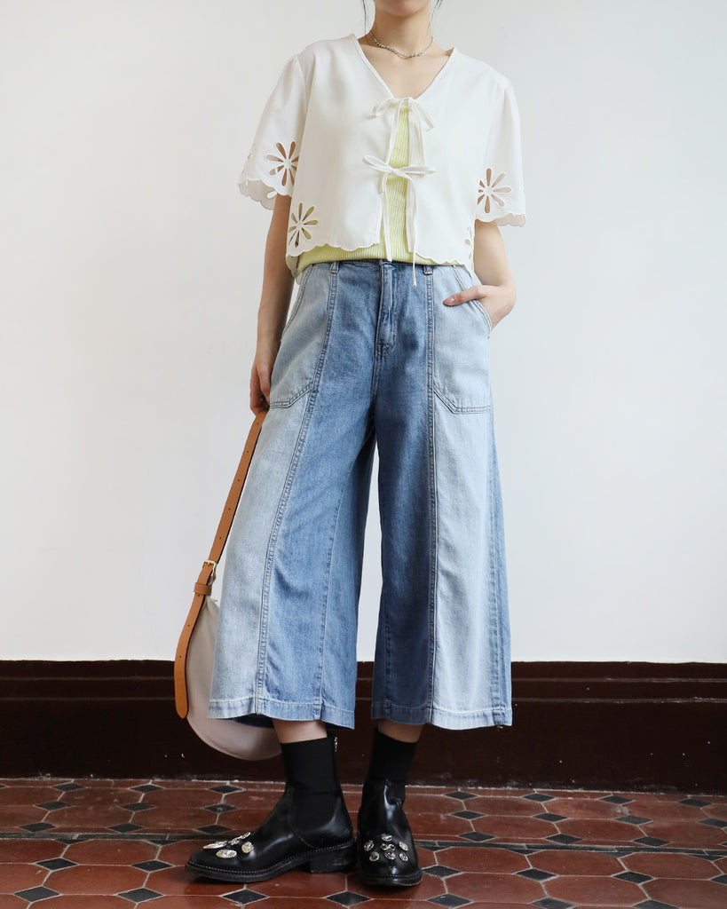 2-Tone Cropped Jeans (Size S - XL)