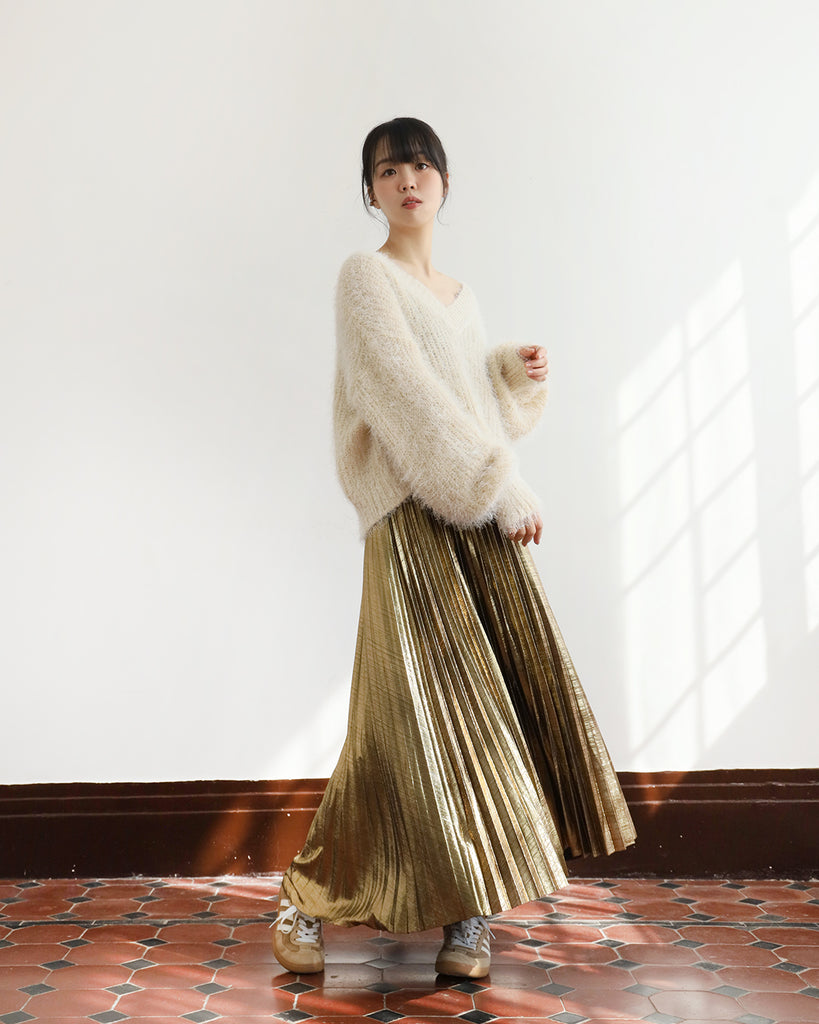 Metallic Pleated Skirt (3 color)