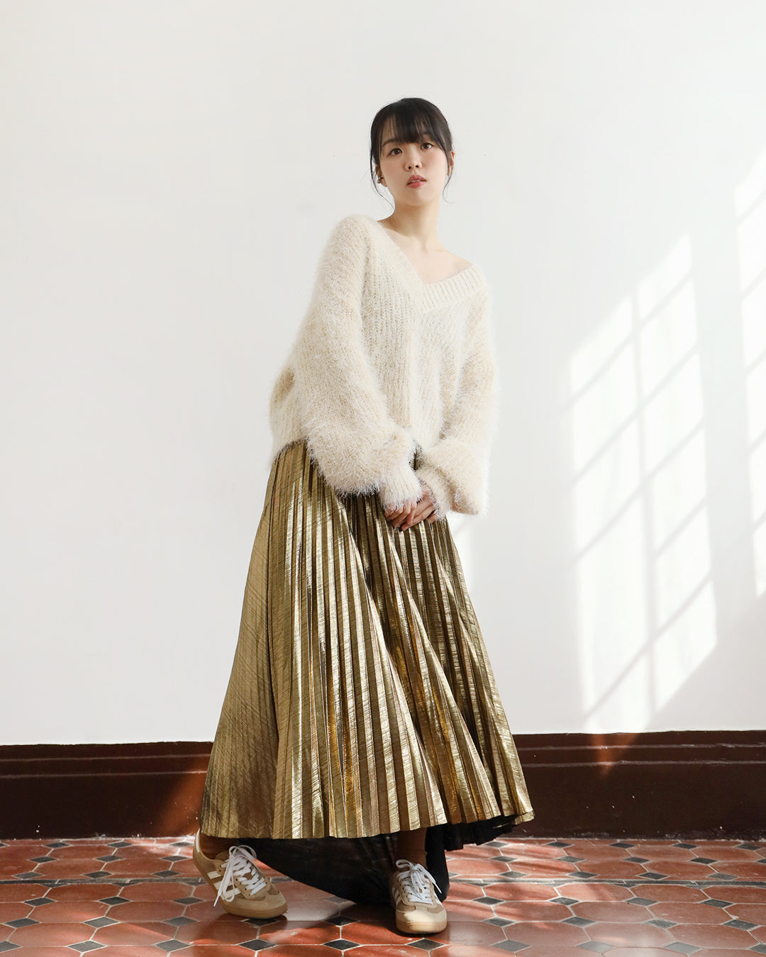 Metallic Pleated Skirt (3 color)