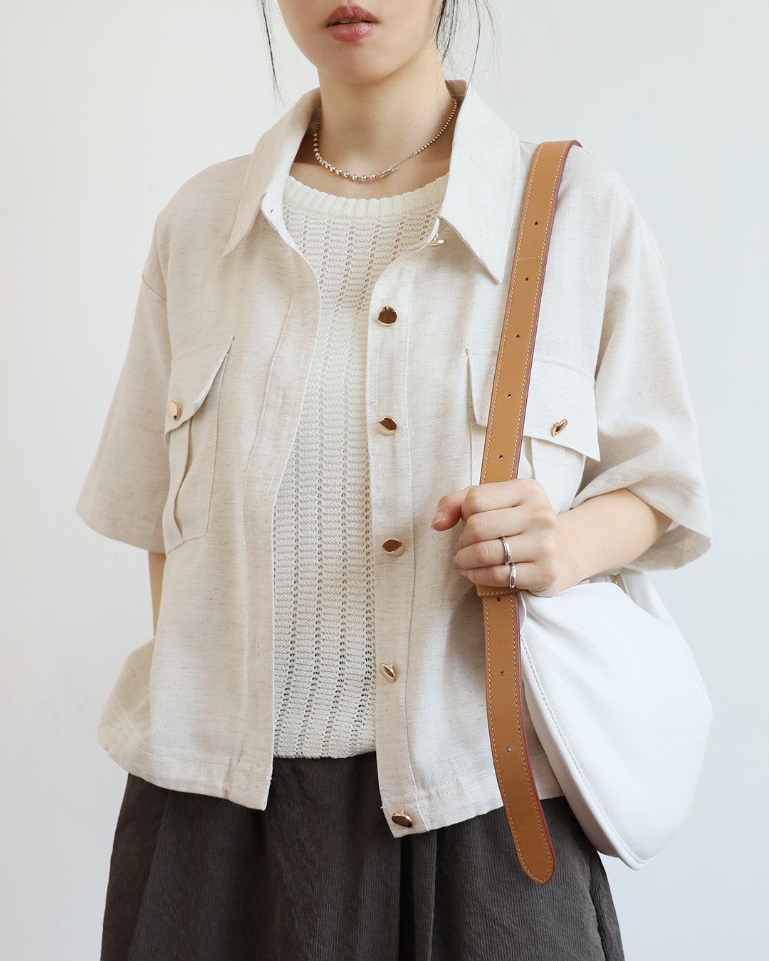 Contrast Stitch Pockets Shirt ( 2 Colors)