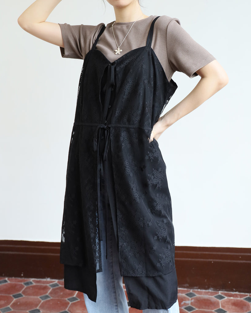 Embroidery Layered Cami Dress (2 color)