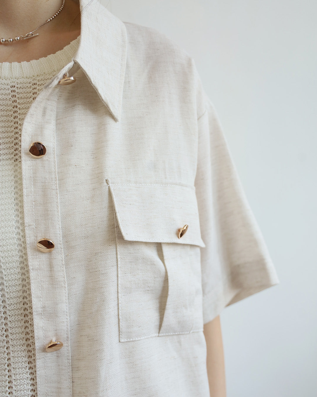 Contrast Stitch Pockets Shirt ( 2 Colors)