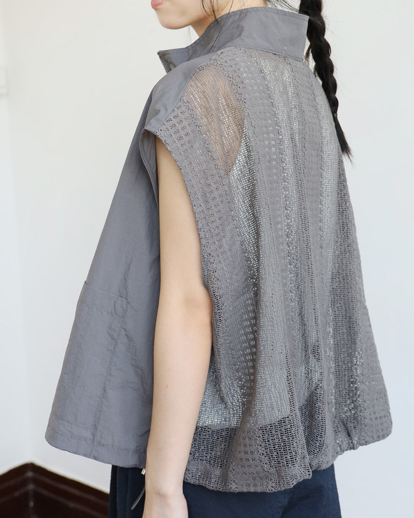 Lace Back Zip-Up Vest (3 Colors)