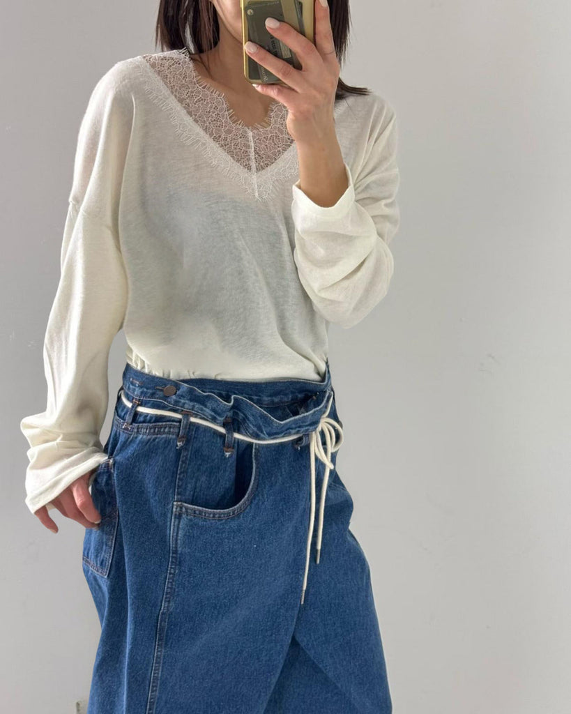 Loose Fit Lace Collar Top (3 colors)