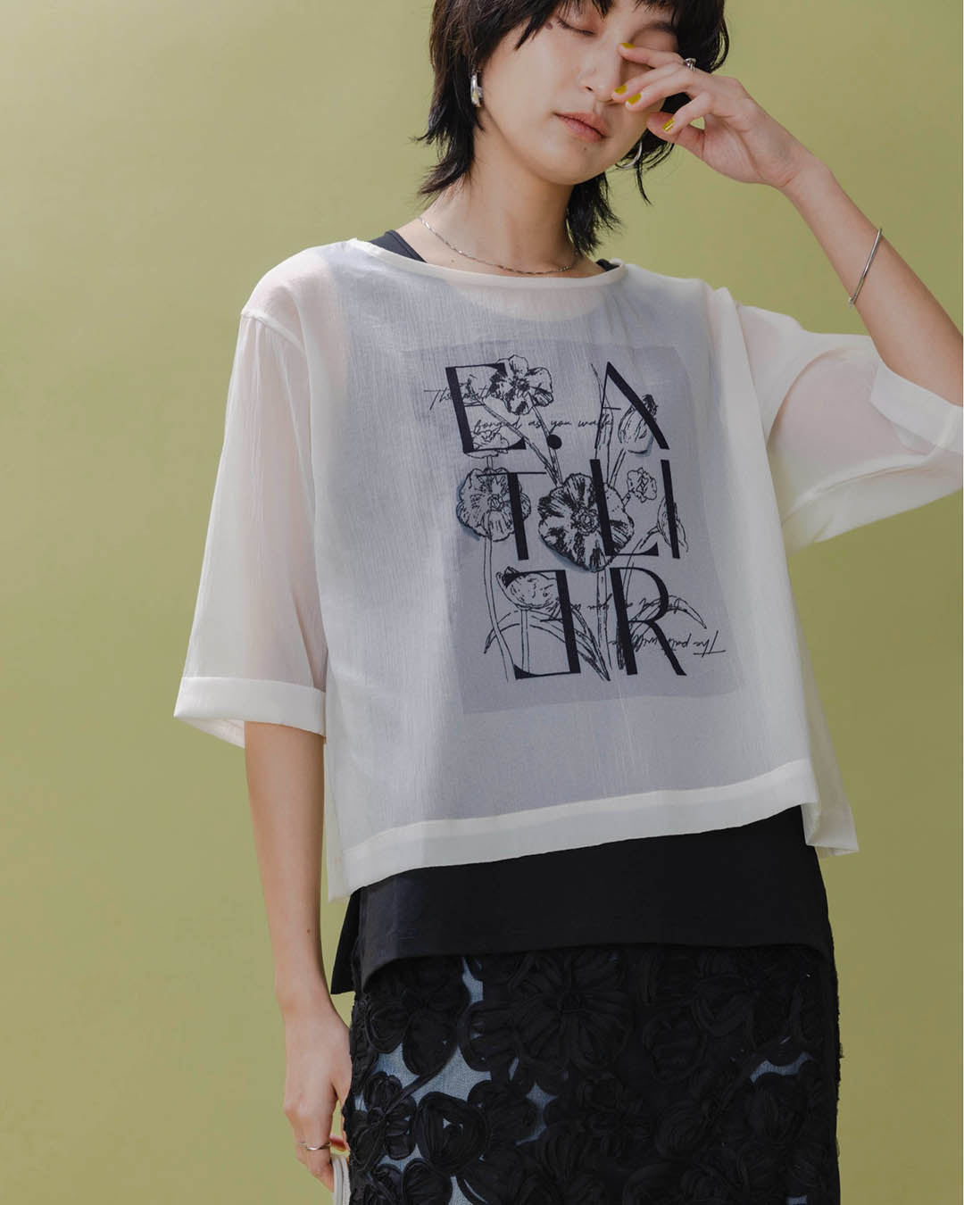 Sheer Printed Top (4 Color)