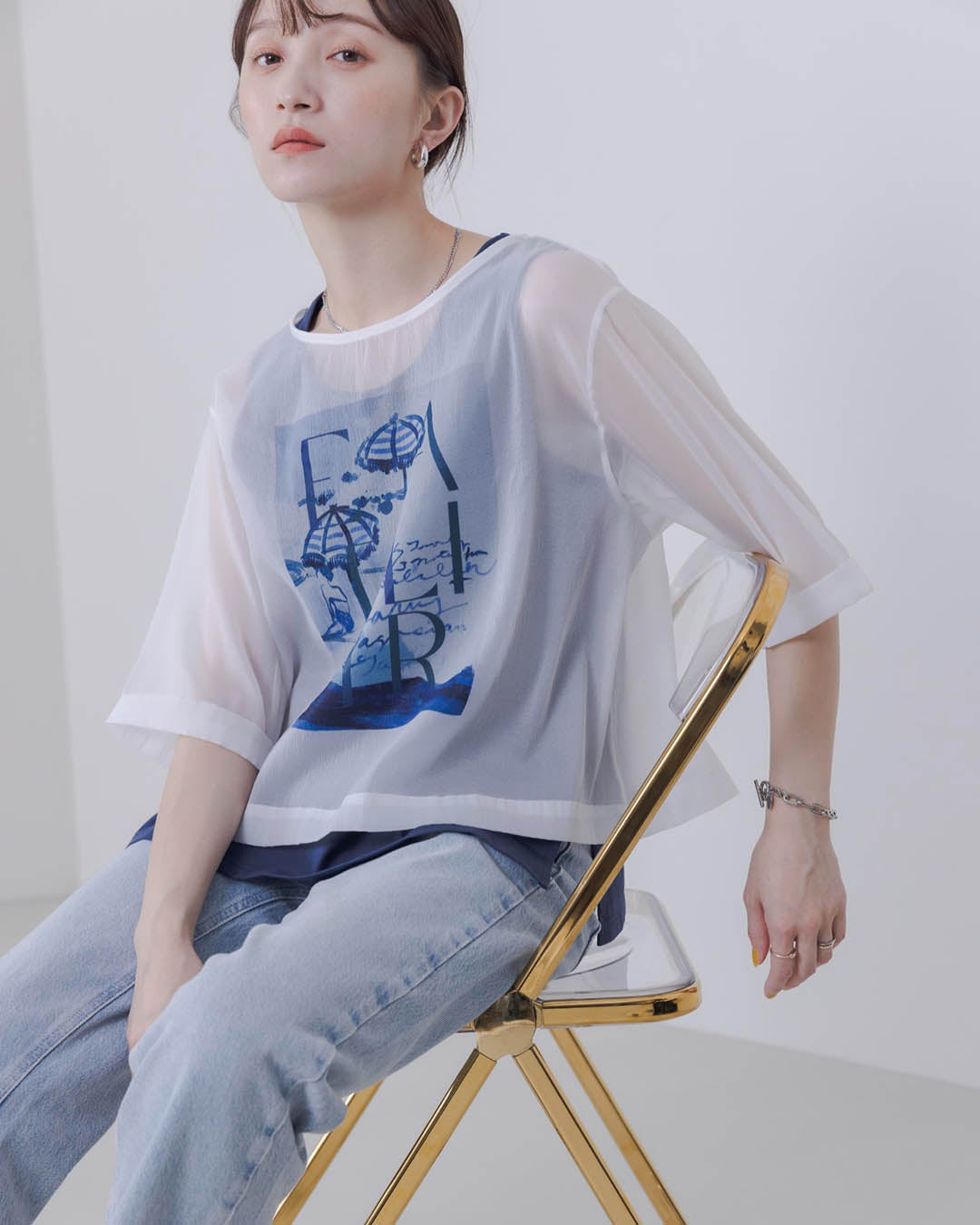 Sheer Printed Top (4 Color)