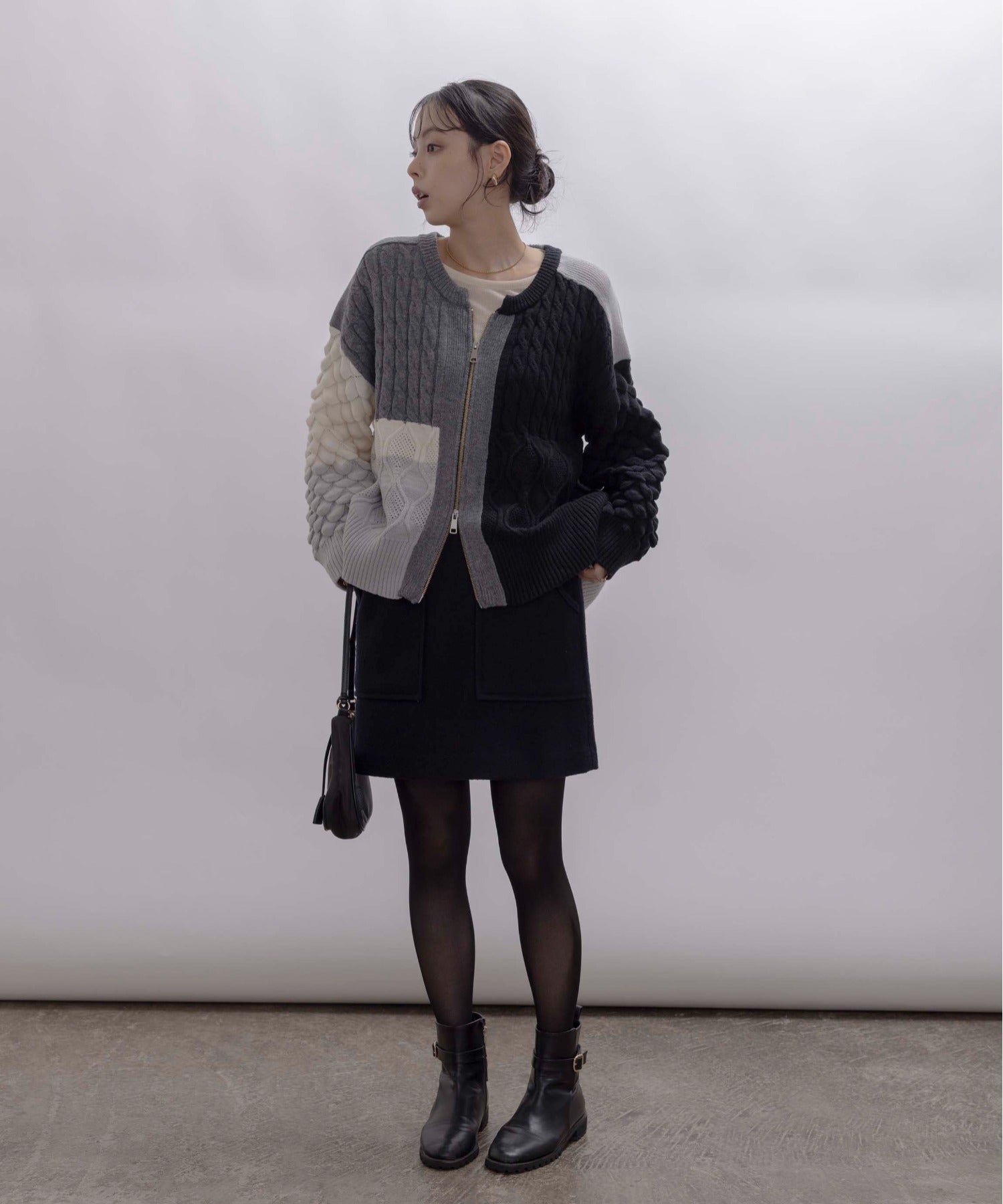 Cable Knit Zip Up Cardigan (2 color)