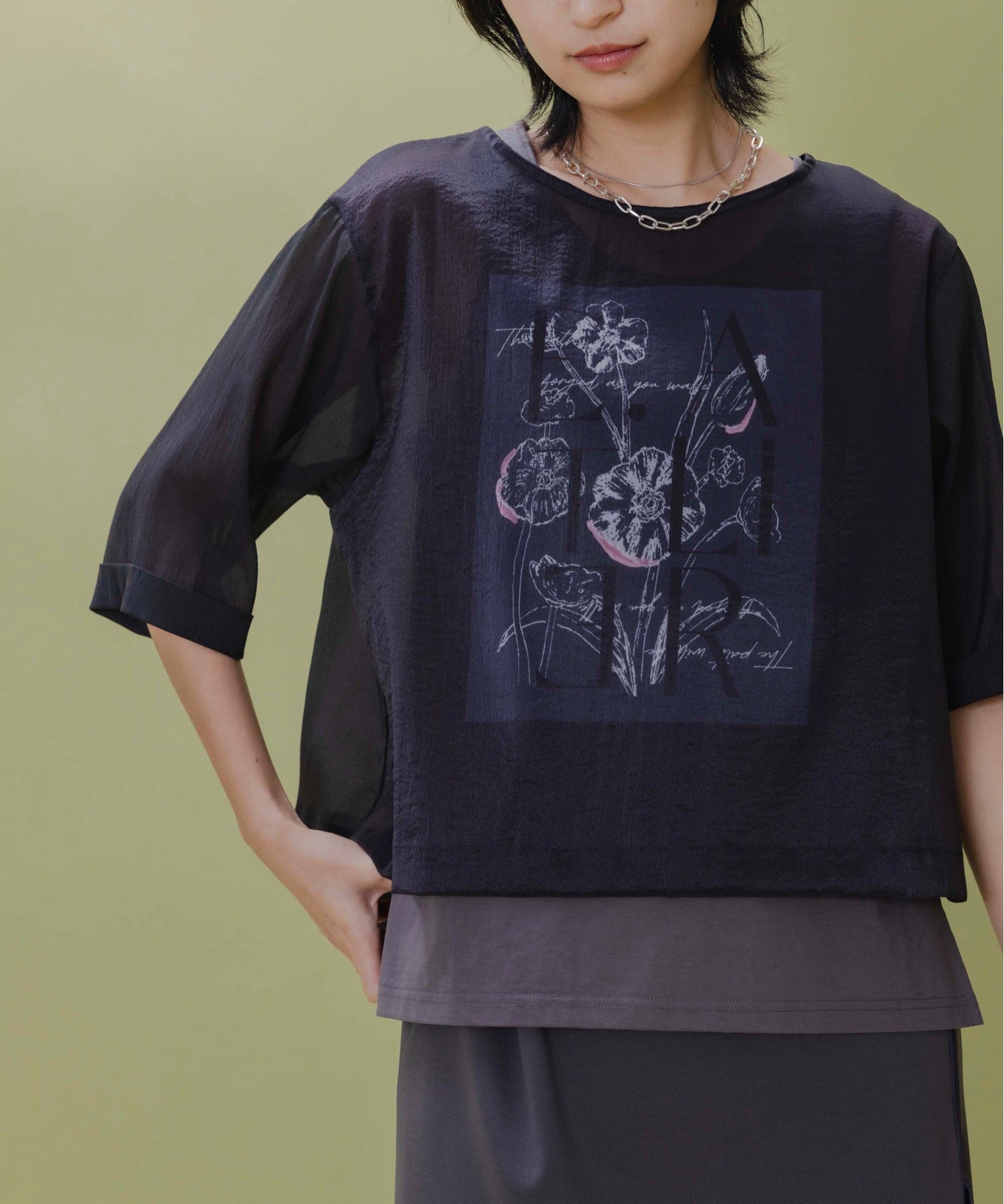 Sheer Printed Top (4 Color)