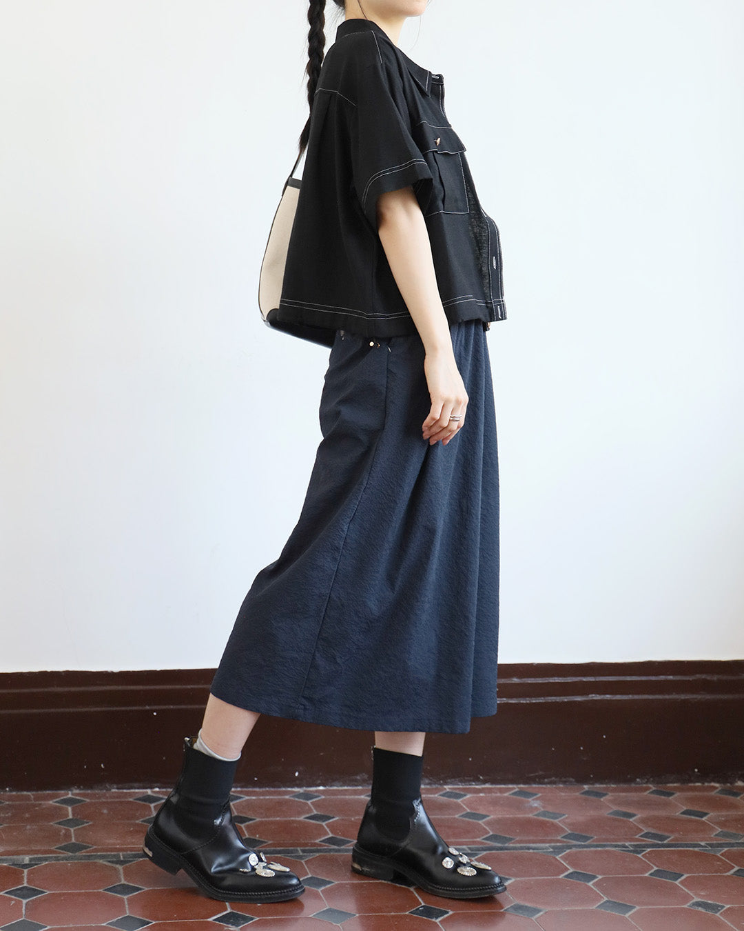 Contrast Stitch Pockets Shirt ( 2 Colors)
