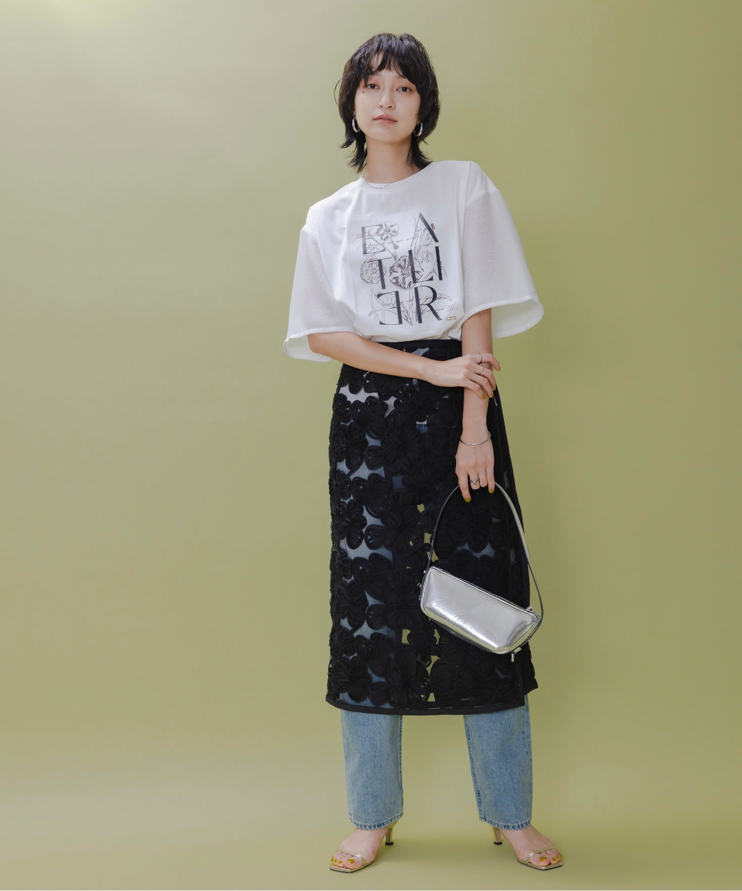 Mesh Sleeved Print Tee (2 Color)