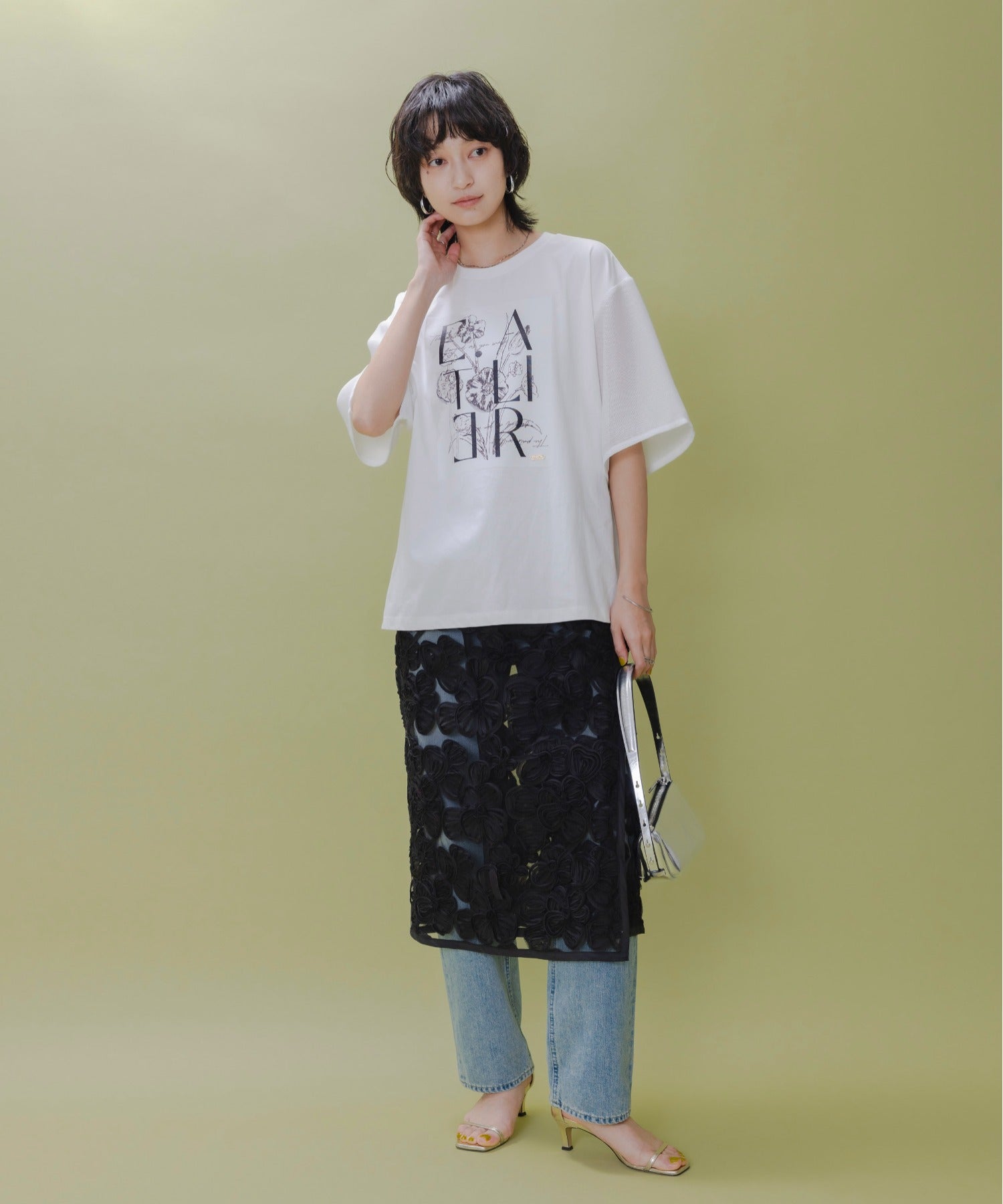 Mesh Sleeved Print Tee (2 Color)