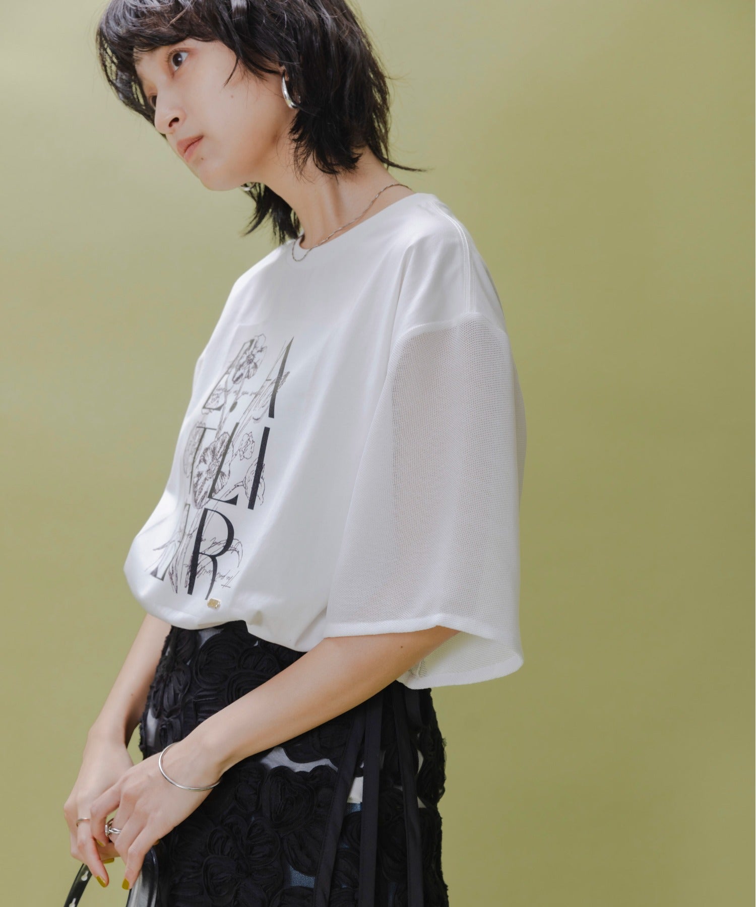 Mesh Sleeved Print Tee (2 Color)