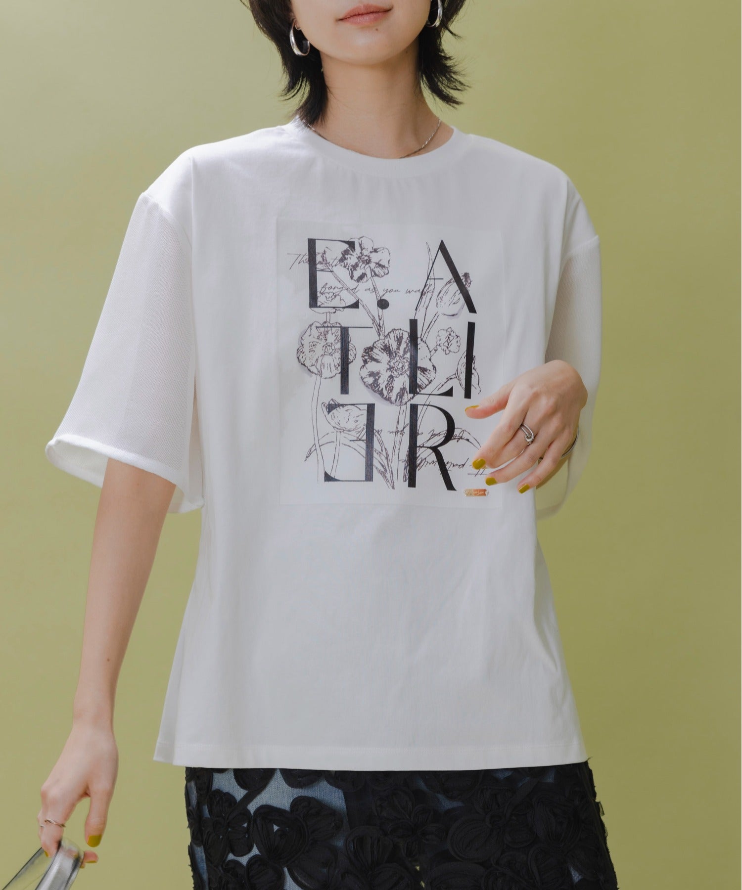 Mesh Sleeved Print Tee (2 Color)