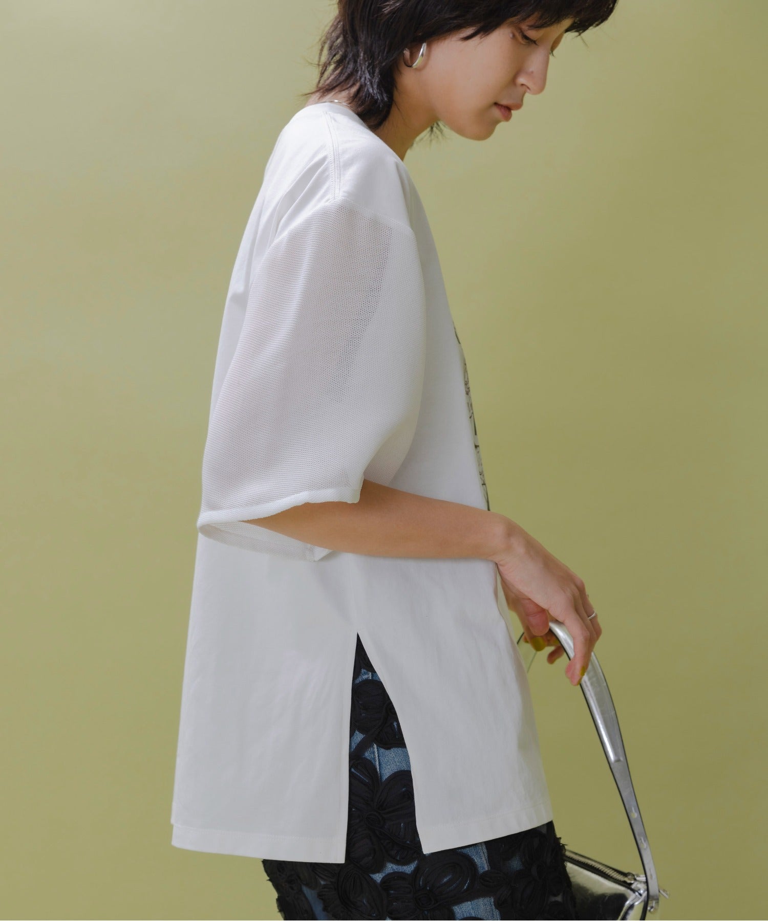 Mesh Sleeved Print Tee (2 Color)