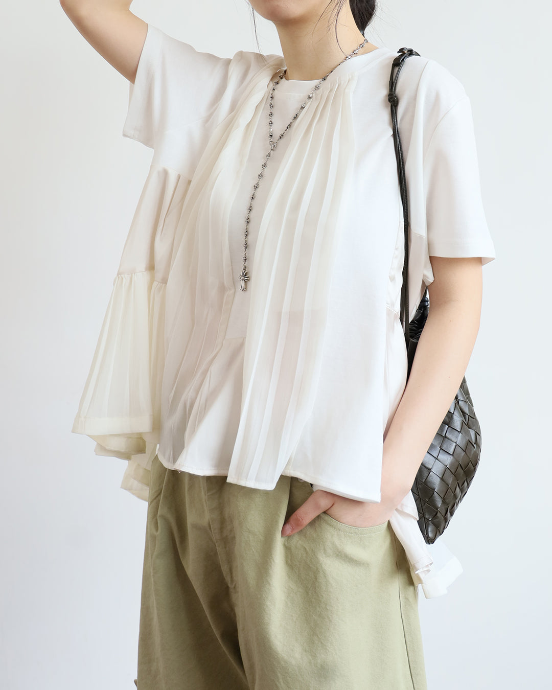 Mix Fabric Pleated Top (3 colors)