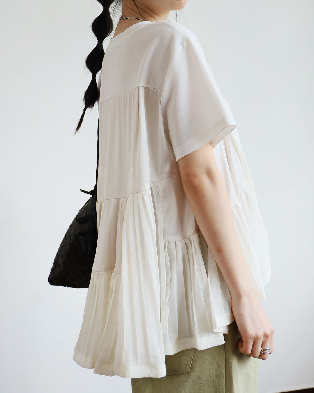 Mix Fabric Pleated Top (3 colors)