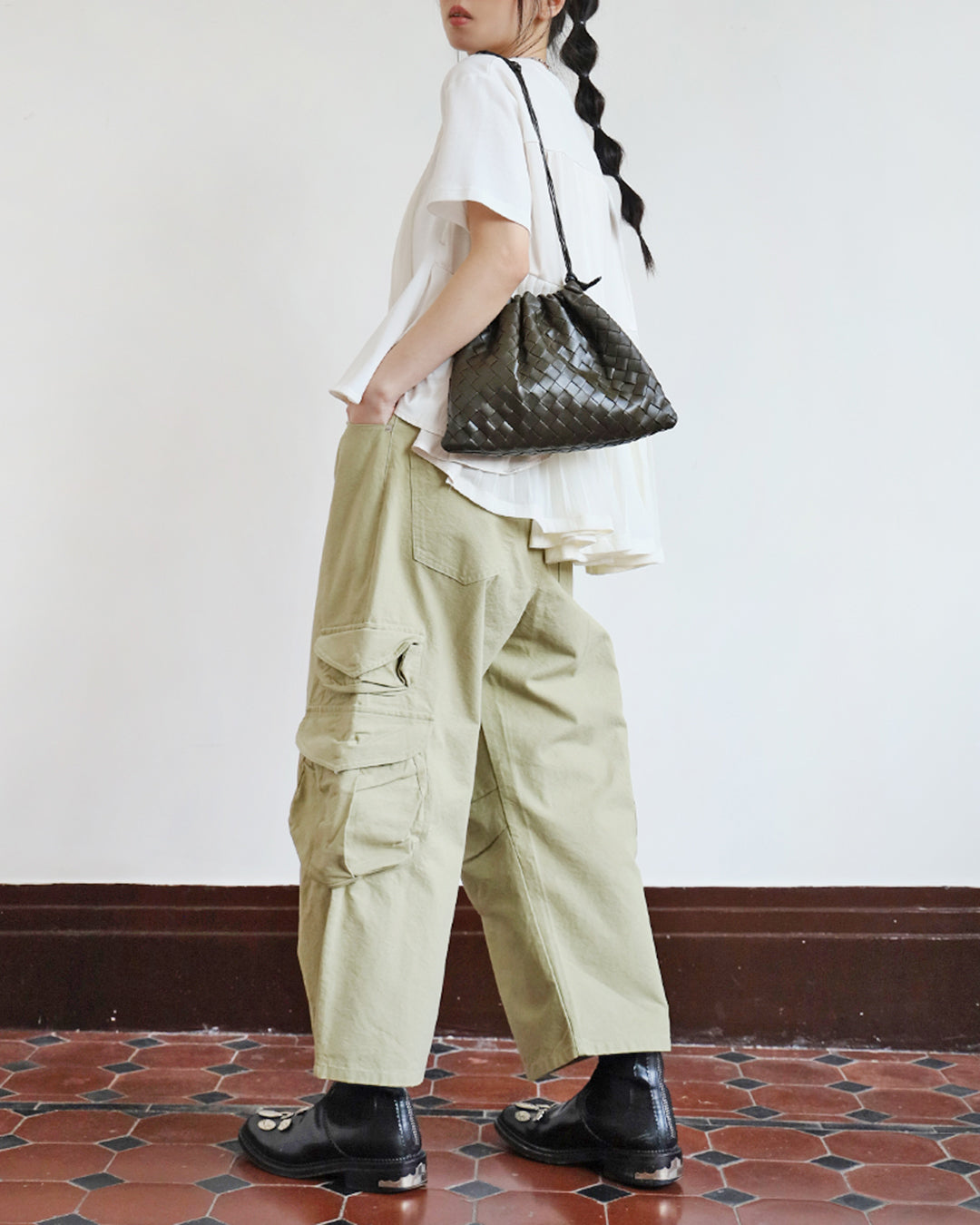 Mix Fabric Pleated Top (3 colors)