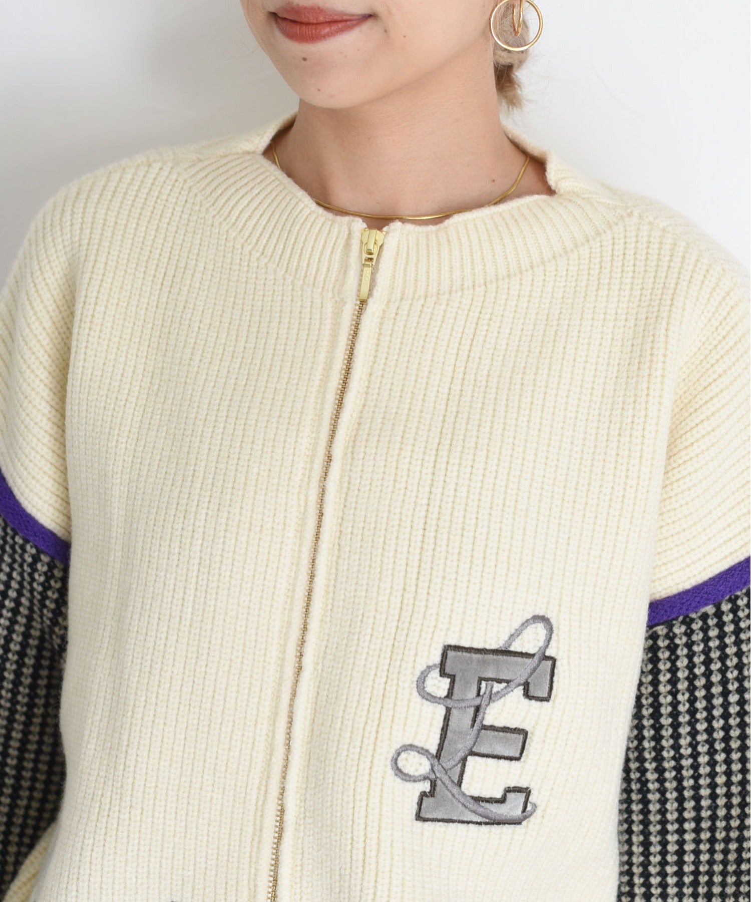 Embroidery Zip Up Cardigan (2 color)