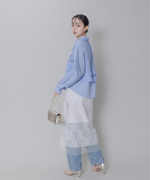 Mix Fabric Lace Skirt (2 Color)