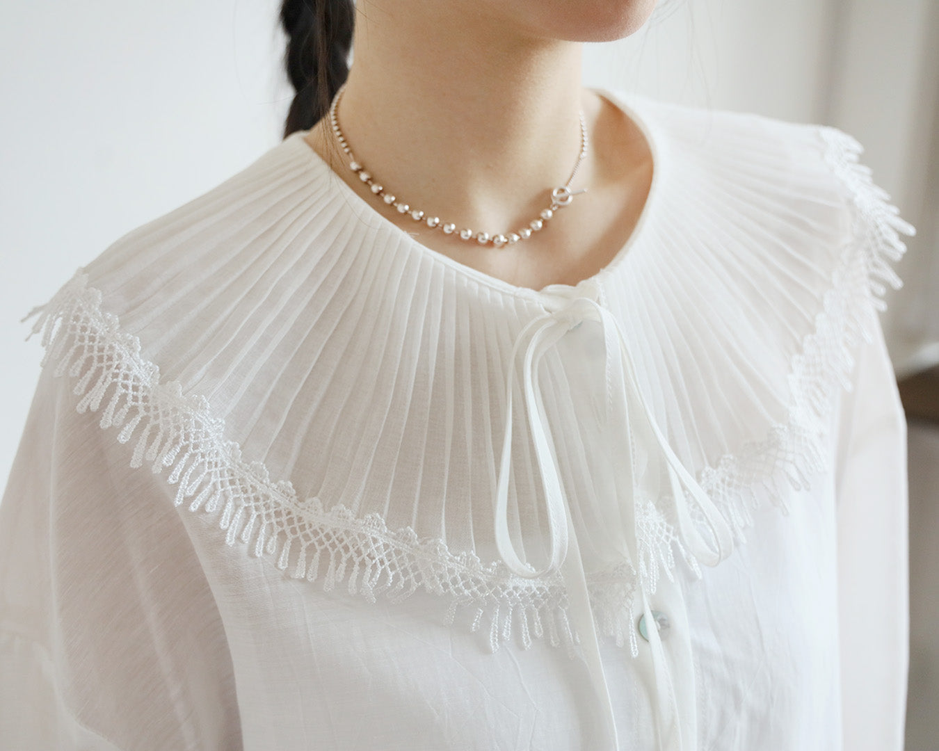 Mesh Pleated Collar Shirt