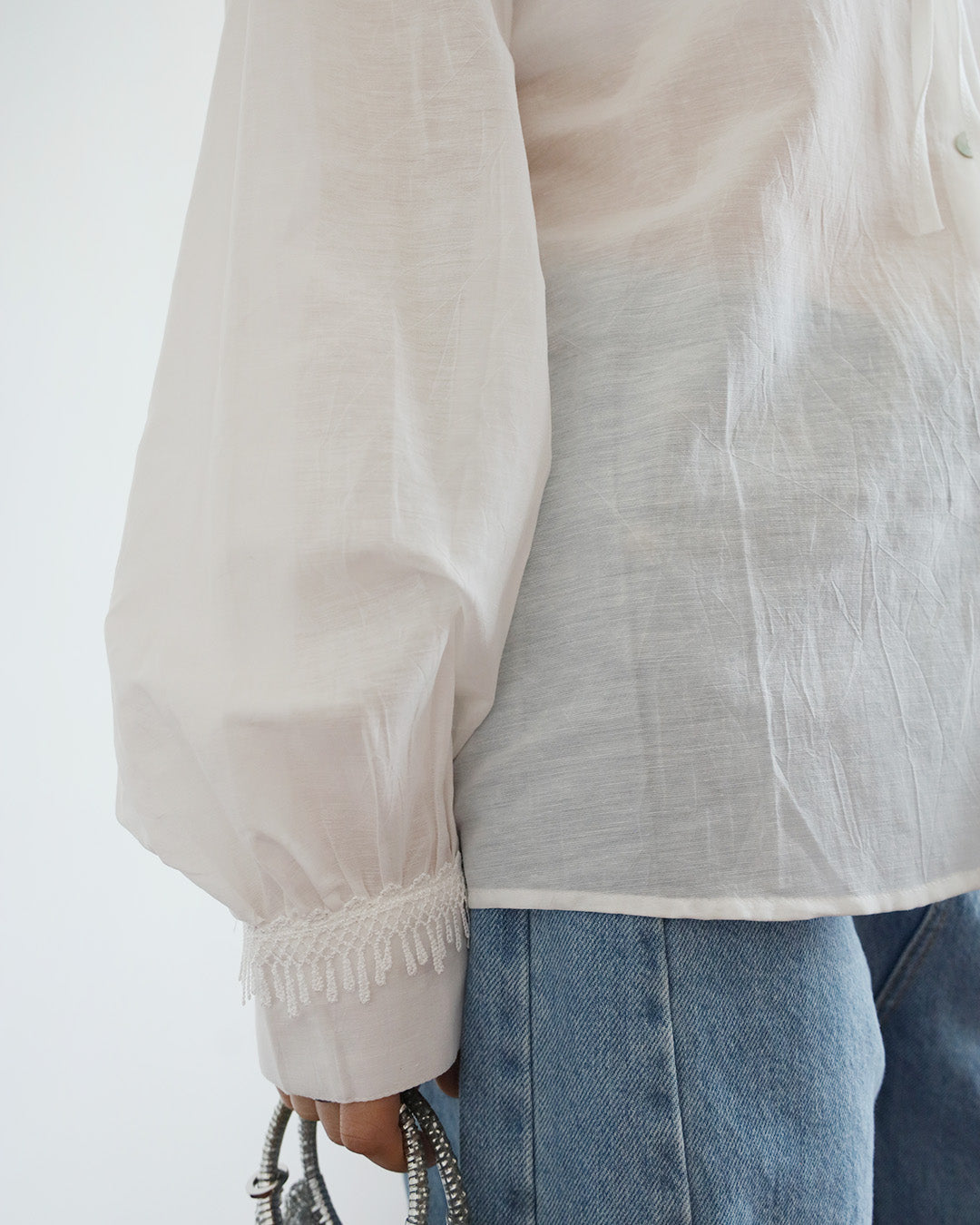 Mesh Pleated Collar Shirt