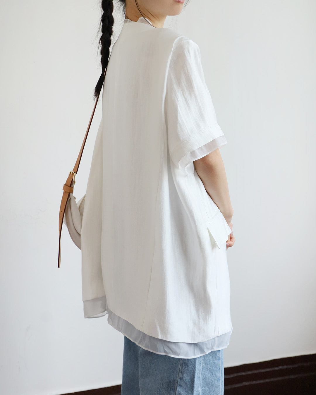 Mesh Layer Collarless Blazer (2 Colors)