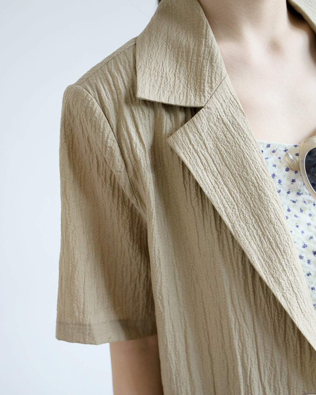 Crinkle Fabric Blazer (3 color)