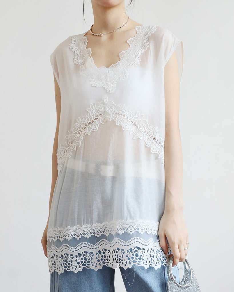 Crochet Trim Longline Vest