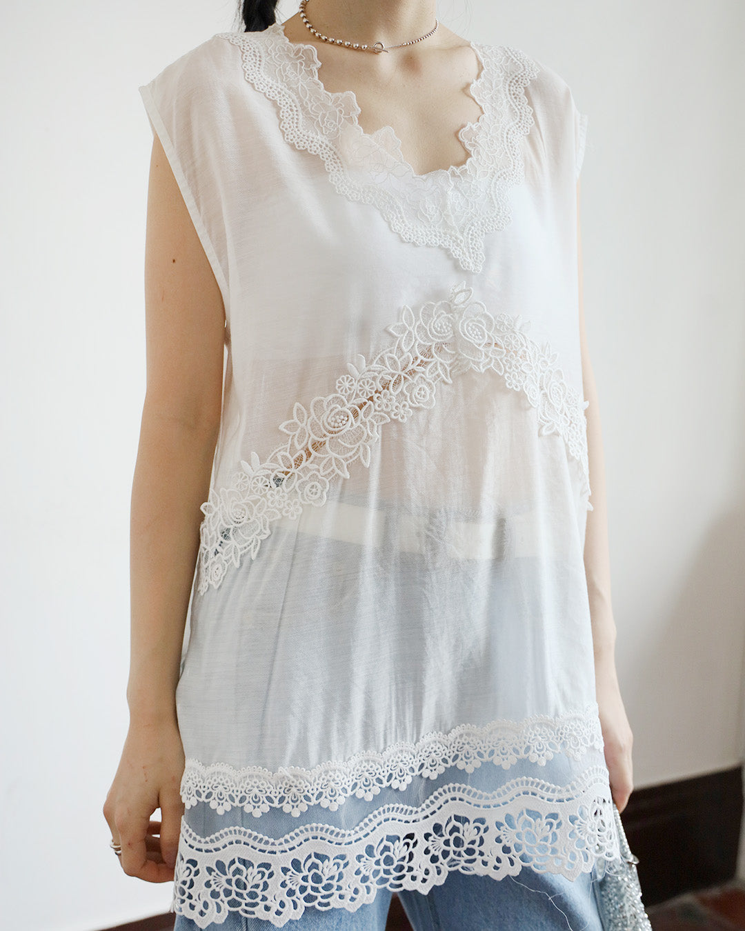 Crochet Trim Longline Vest