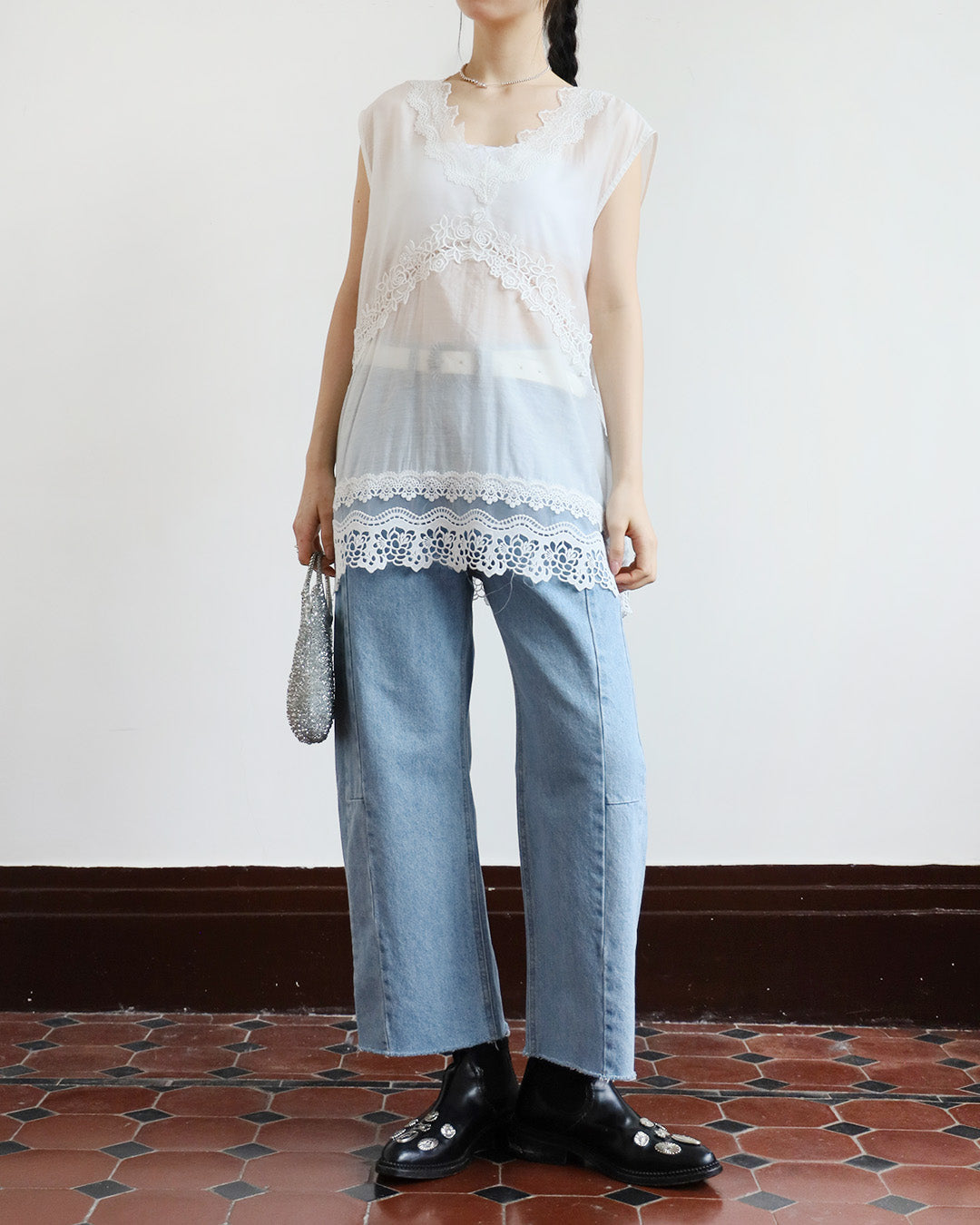 Crochet Trim Longline Vest