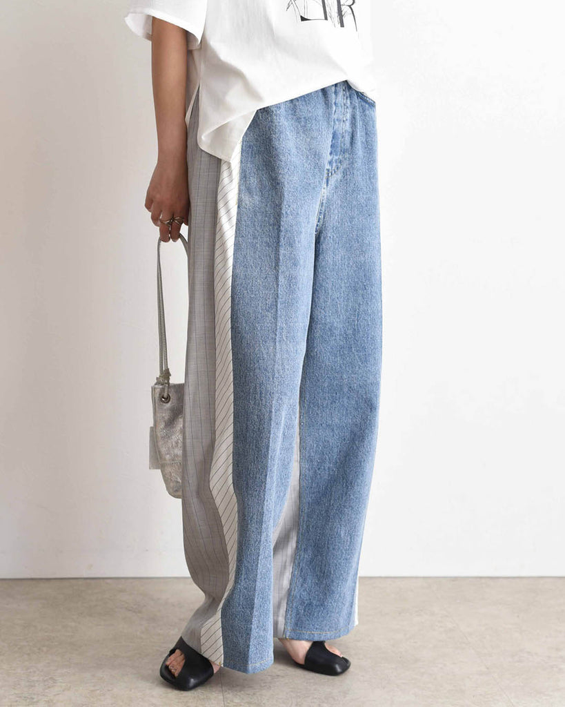 Mix Fabric Denim Pants (2 Color)
