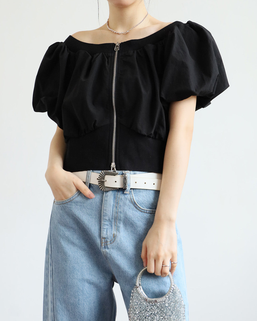 Runched Zip Up Top (2 Colors)