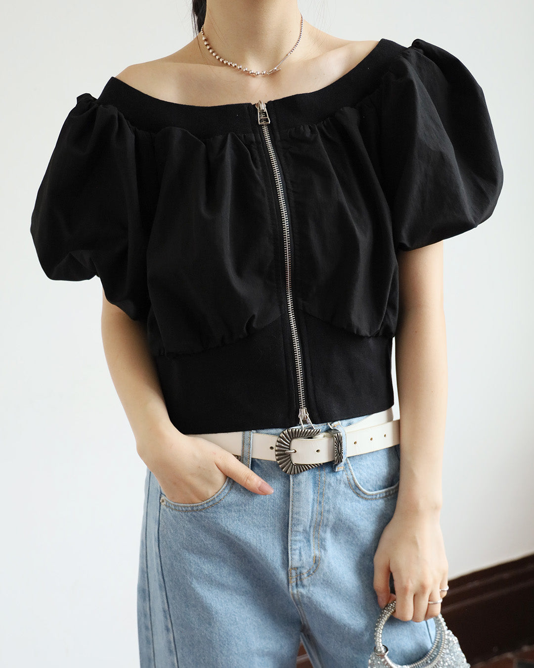 Runched Zip Up Top (2 Colors)