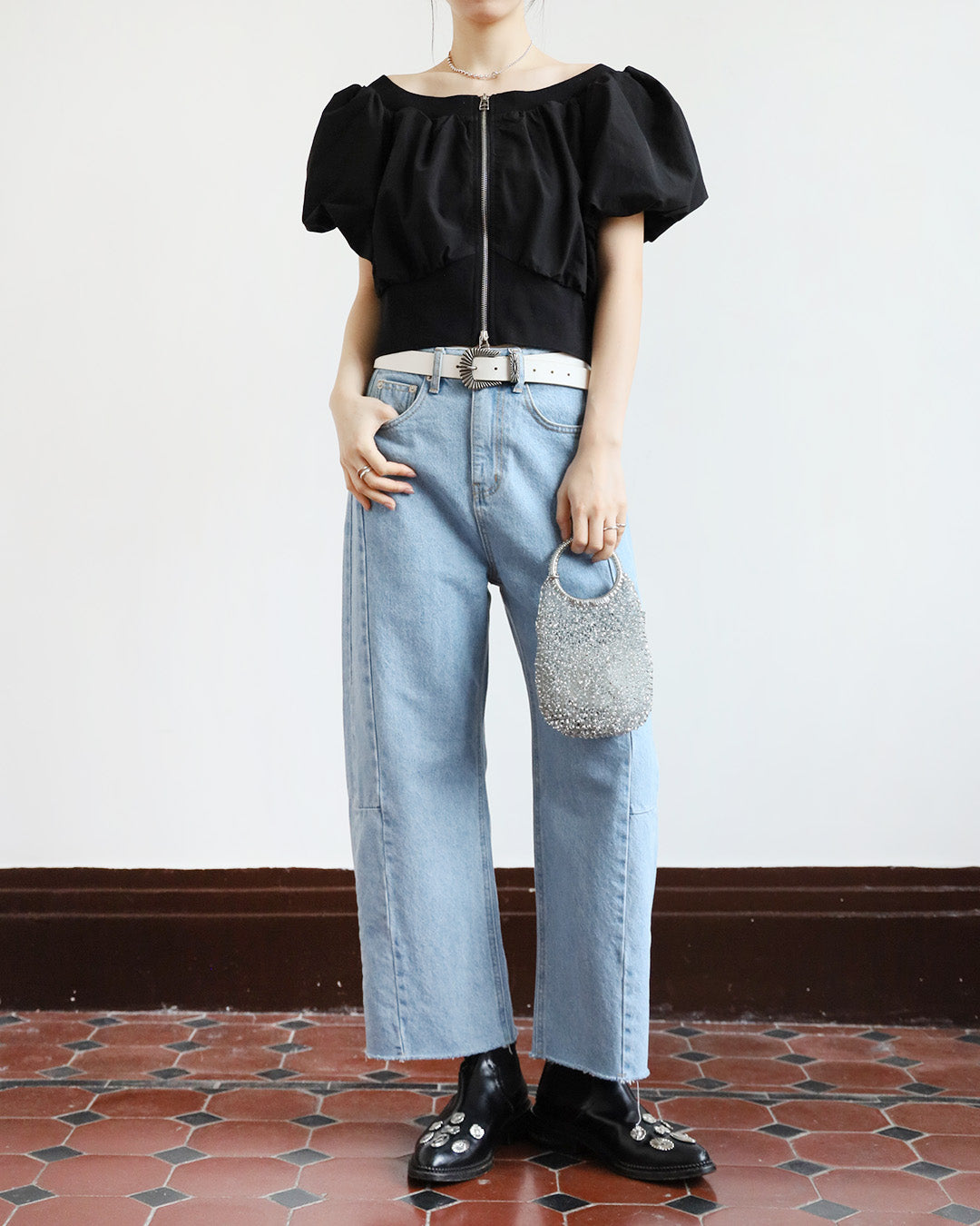 Runched Zip Up Top (2 Colors)