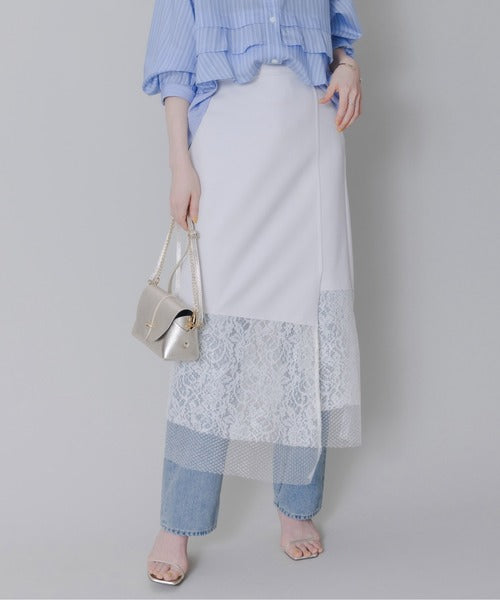 Mix Fabric Lace Skirt (2 Color)