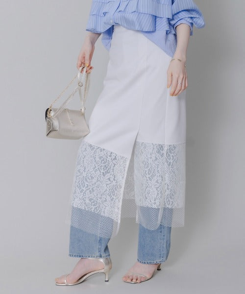 Mix Fabric Lace Skirt (2 Color)