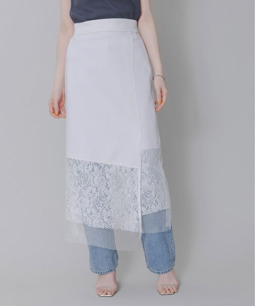 Mix Fabric Lace Skirt (2 Color)