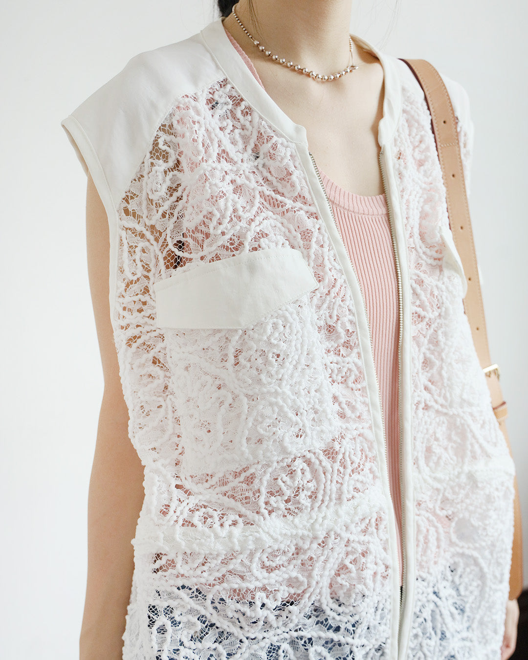 Japan Brand - Rope Embroidery Lace Drawstring Vest